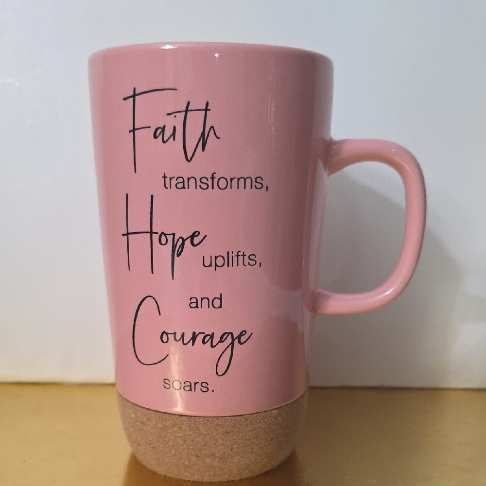 Abbey & CA Inspirational Pink Inspirational Mug with Cork Base, NWOT